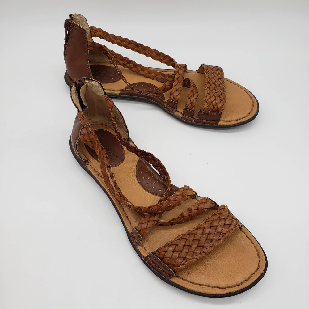 B.O.C Women's Brown Woven Zipper Flat Strappy Sandals Size 8 M